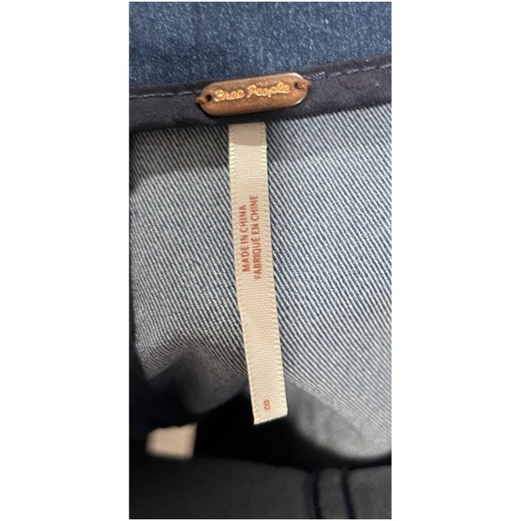 FREE PEOPLE Two Tone Patchwork Denim Mini Skirt - Picture 4 of 5